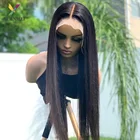 YUANMEI прямой 13x 4 передний парик на сетке, бразильские волосы, парики для женщин 30 дюймов, прямые волосы на сетке спереди, парик из человеческих волос