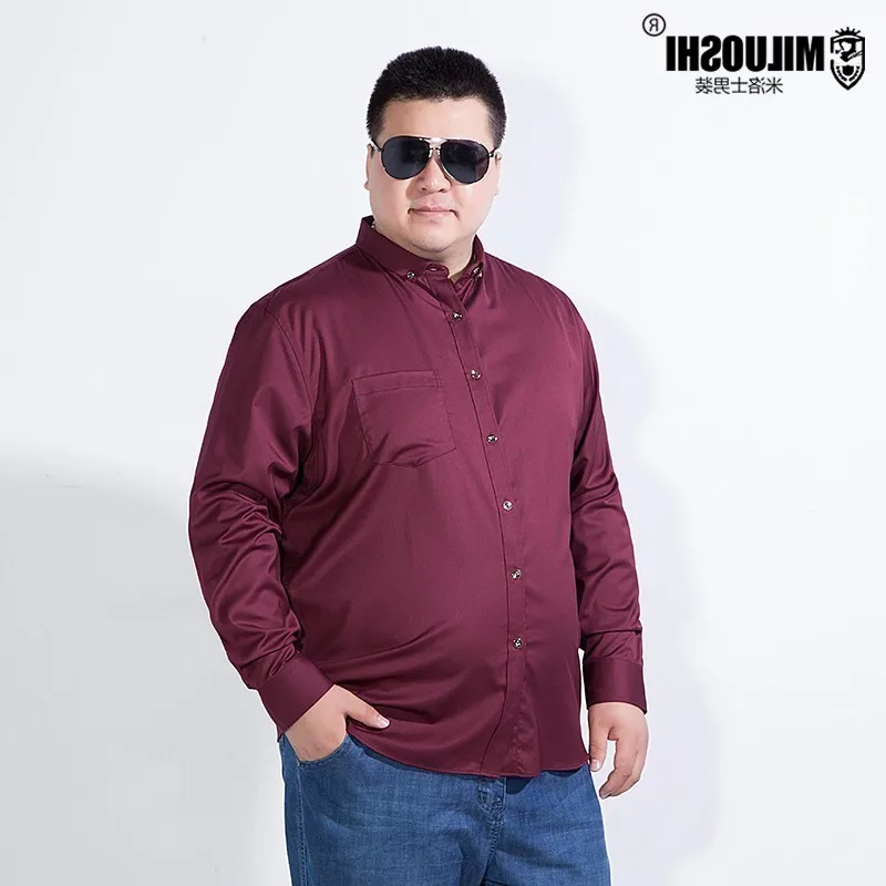 8XL 7XL размера плюс Сезон весна осень Хлопковое платье рубашки Высокое качество