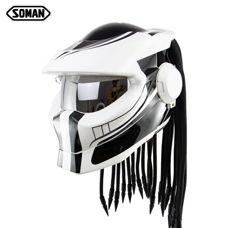 Шлем хищника мотоцикл SOMAN SM958 Capacete улица Железный человек флип Casco череп De Motocicleta |