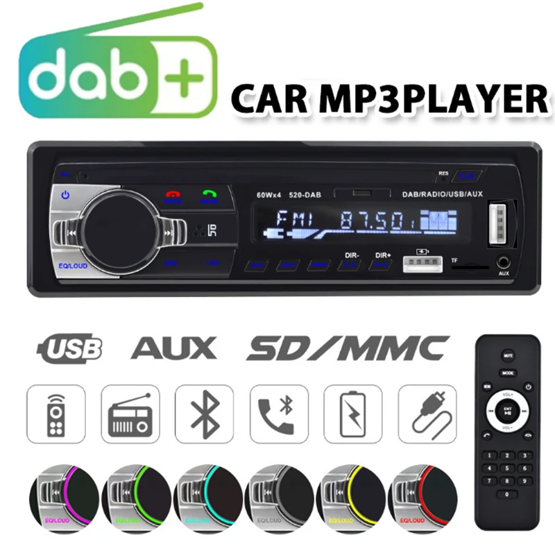 

Car Mp3 Player DAB+ FM Car Radio Stereo Audio Bluetooth-compatible MP3 Player 2 USB TF AUX Single Din