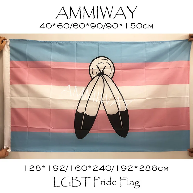 AMMIWAY любой размер транспол два-дух ЛГБТ гордость Пользовательский Флаг маленький