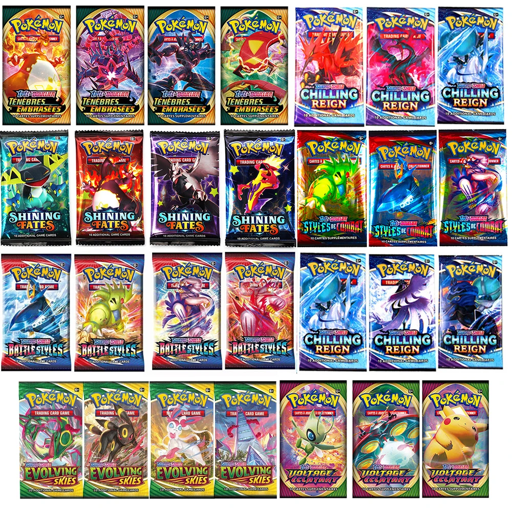 

10 шт. английская французская версия карт Pokemon, боевая игра в виде меча и щита, Детская Коллекционная подарочная карта