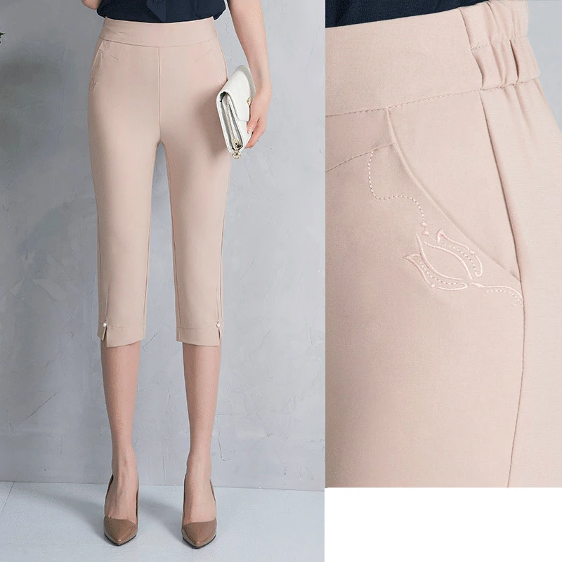 

Брюки женские прямые с эластичным поясом, тонкие свободные повседневные штаны до щиколотки, большие размеры 7XL, на лето