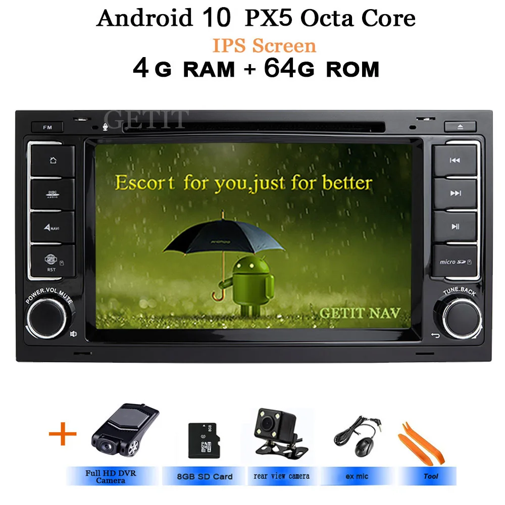 DSP чип ips Android 10 4G 64G Автомобильный gps для Фольксваген туарег Т5 транспортер Multivan dvd-плеер радио Мультимедиа Навигация - Цвет: IPS-4G-Rear-DVR cam