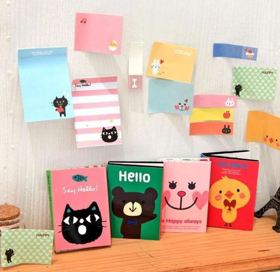

korean stationery Four folded Sticky Pad Memo Pads office decoration Kawaii Notebook material escolar diary school supplies