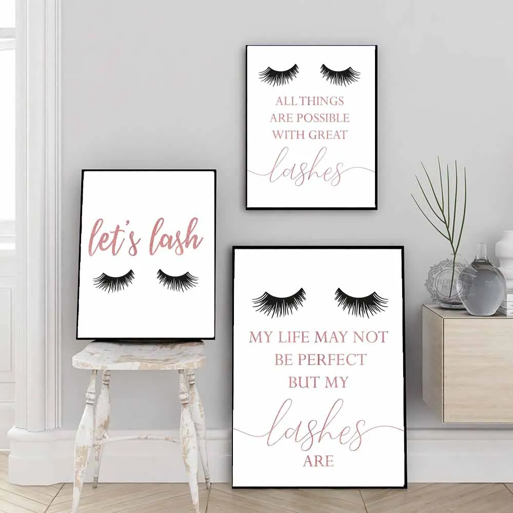 Современные ресницы модный холст постер картина наращивание ресниц печать