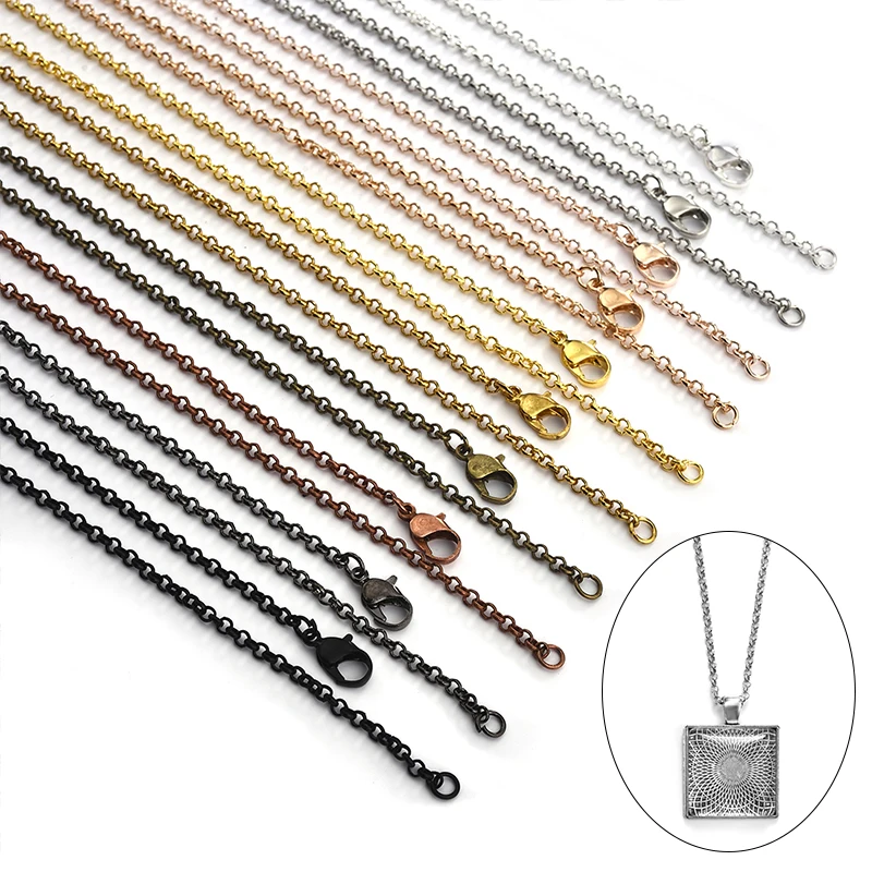 

10pcs 55cm Metal Losster Clasps Necklace Chains Brass Bulk For DIY Jewelry Making Findings Supplies Cuban Link Chains Wholesale