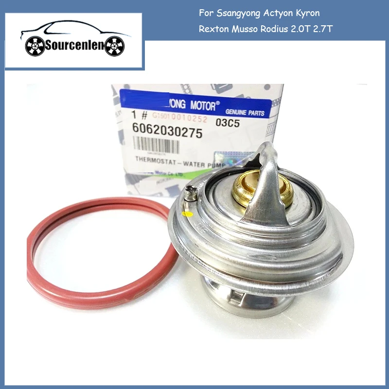 

Brand New Genuine Thermostat & Sealing Ring 6062030275 For Ssangyong Actyon Kyron Rexton Rodius 2.0T 2.7T