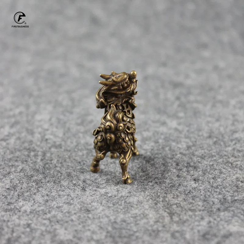 Старинные Бронзовые Настольные Украшения в виде китайского зверя Qi Lin старинные