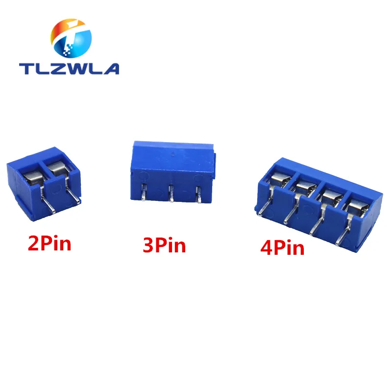 

10Pcs/lot KF301-5.0MM 2P KF301-3P Pitch 5.0mm Straight Pin 2P 3P 4P Screw PCB Terminal Block Connector Blue