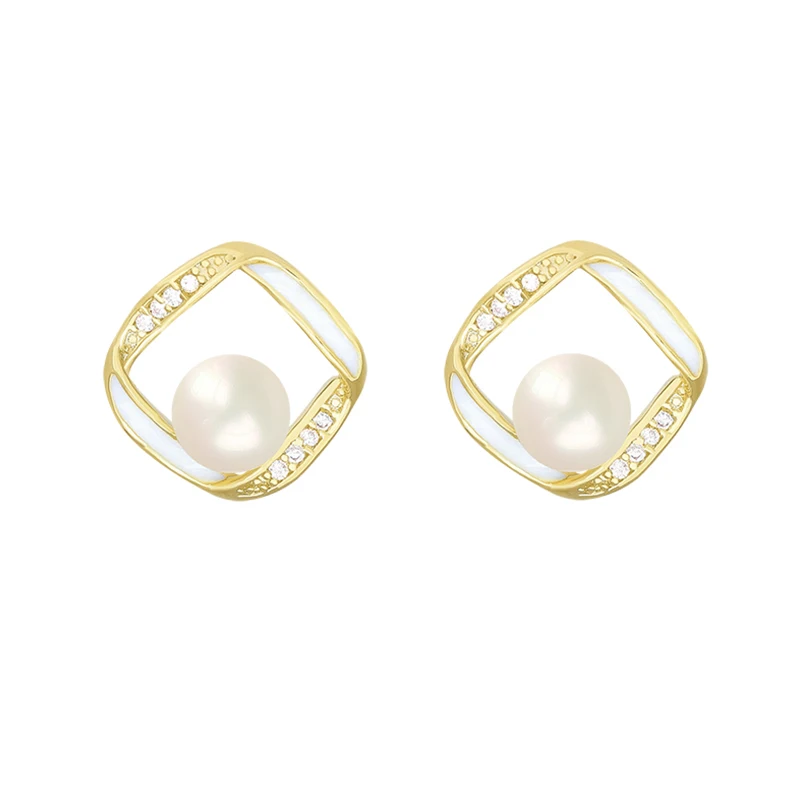 

SHANGZHIHUA Geometric pearl earrings for women with exquisite little stud earrings and unusual jewelry accessories for girls