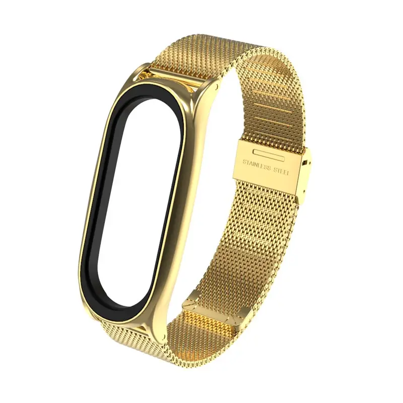 Gold Браслет на запястье для xiaomi mi band 3, 4, металлический ремешок из нержавеющей стали, mi band 4, 3, браслеты, Сменные аксессуары - Color: Gold