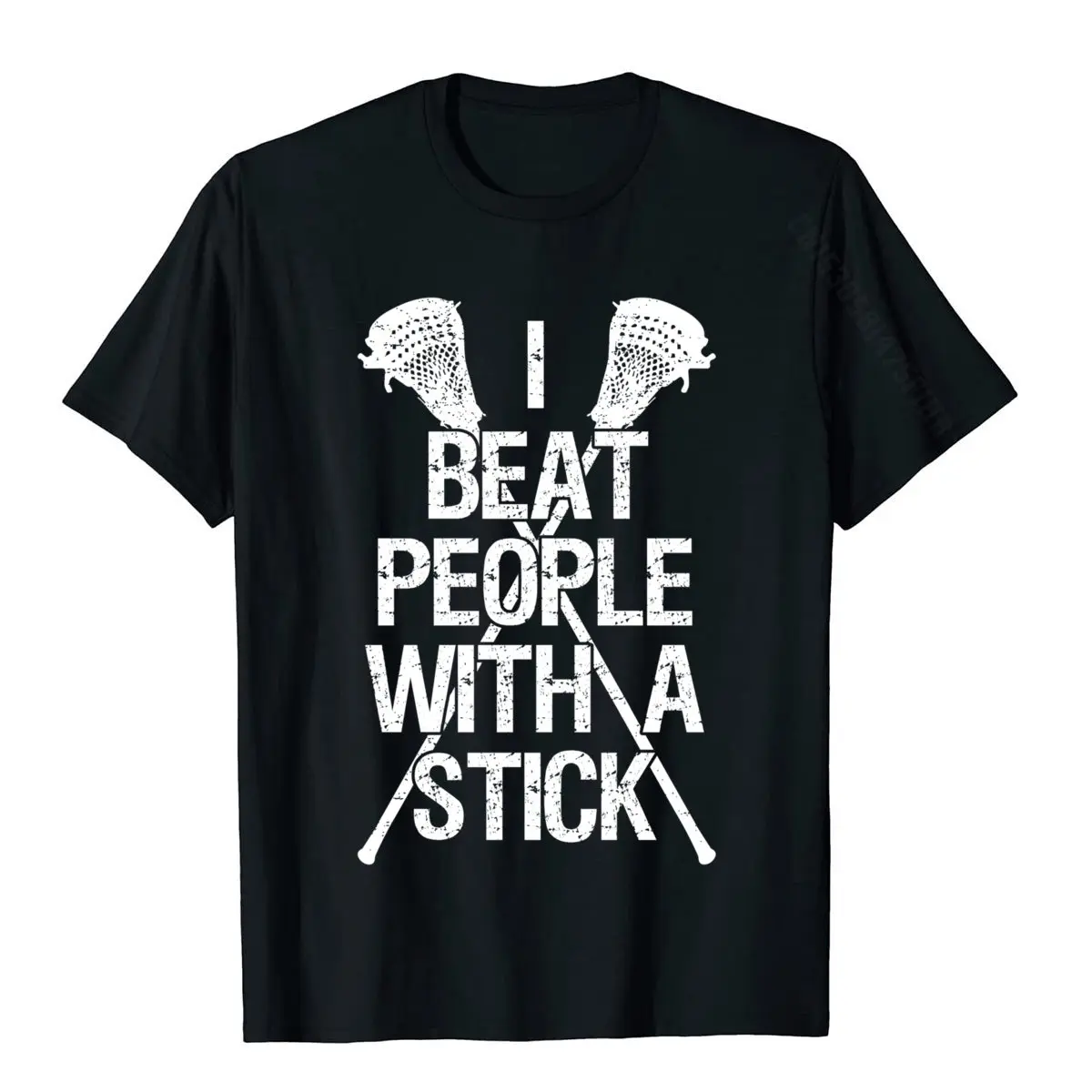 

Lacrosse Player I BEAT PEOPLE WITH A STICK Funny Lax Lover Casual Printed On Tops Shirts Coupons Cotton Men Tshirts