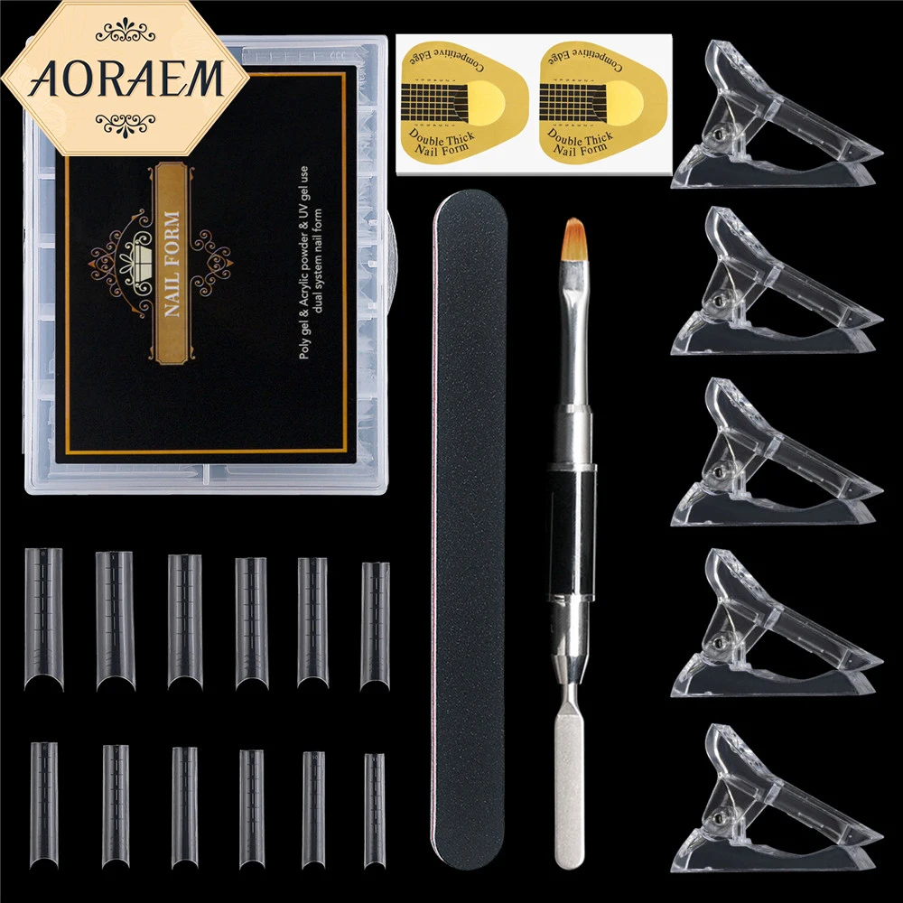 

AORAEM C U Curved 120PCS Nail Mold False Nails Full Cover Extension Forms Set Clear Dual Form Quick Building Tips Manicure Tool