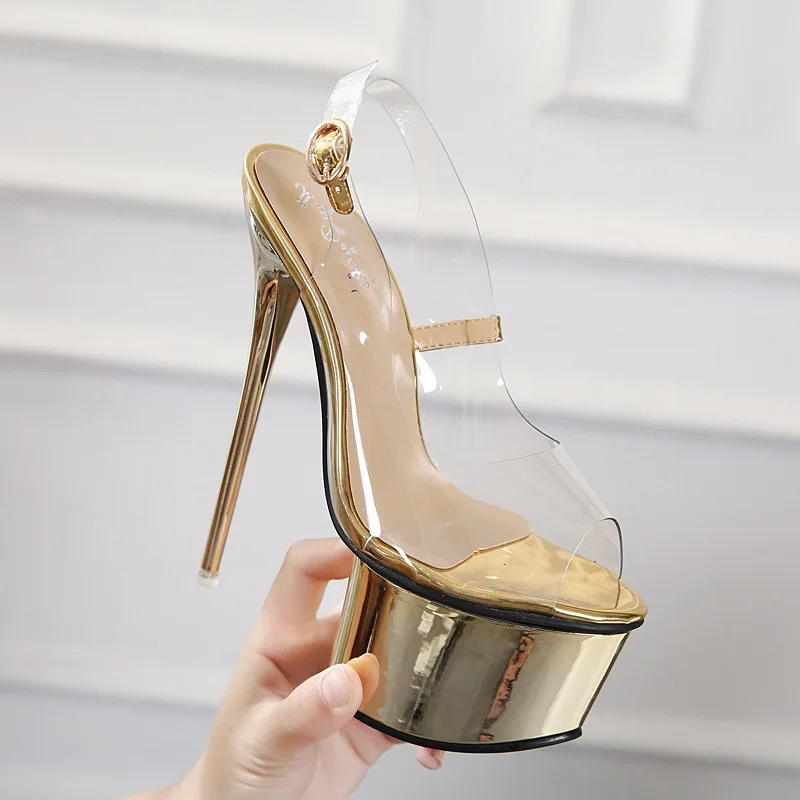 

mouth transparent high-heeled women's shoes waterproof 2021 autumn Sexy Fish platform nightclub sandals