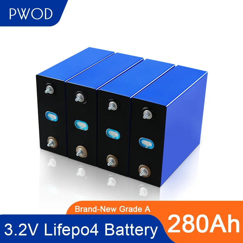 

PWOD 8PCS Brand NEW 3.2V280AH LIFEPO4 Battery Cell 2021 Grade A New Rechargeable Lithium Iron For RV SOLAR EV EU US TAX FREE