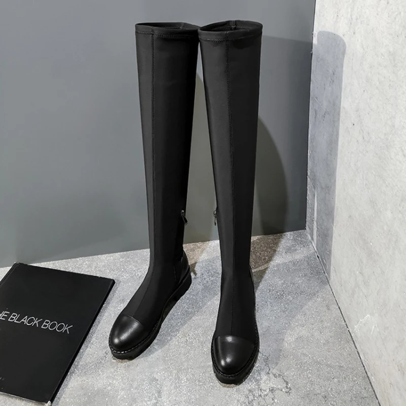 

Zorssar Women Riding Boots Horse Boots With Elastic Cloth + Top Layer Leather Comfortable Breathable Stretch Cloth Jackboots