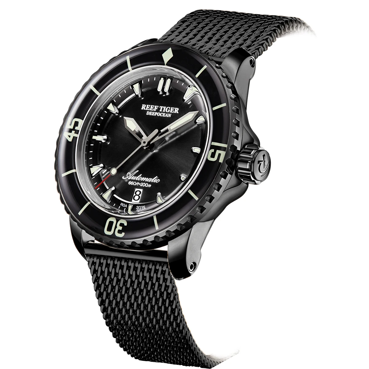 

Reef Tiger/RT Brand Luxury Automatic Dive Men Watch All Black Super Luminous Sport Watch Waterproof Relogio Masculino RGA3035