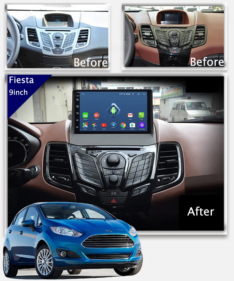 4G Ite 9 дюймов Android 1 DVD GPS навигационная система экран для Ford Fiesta 2009 2017 Автомобильный