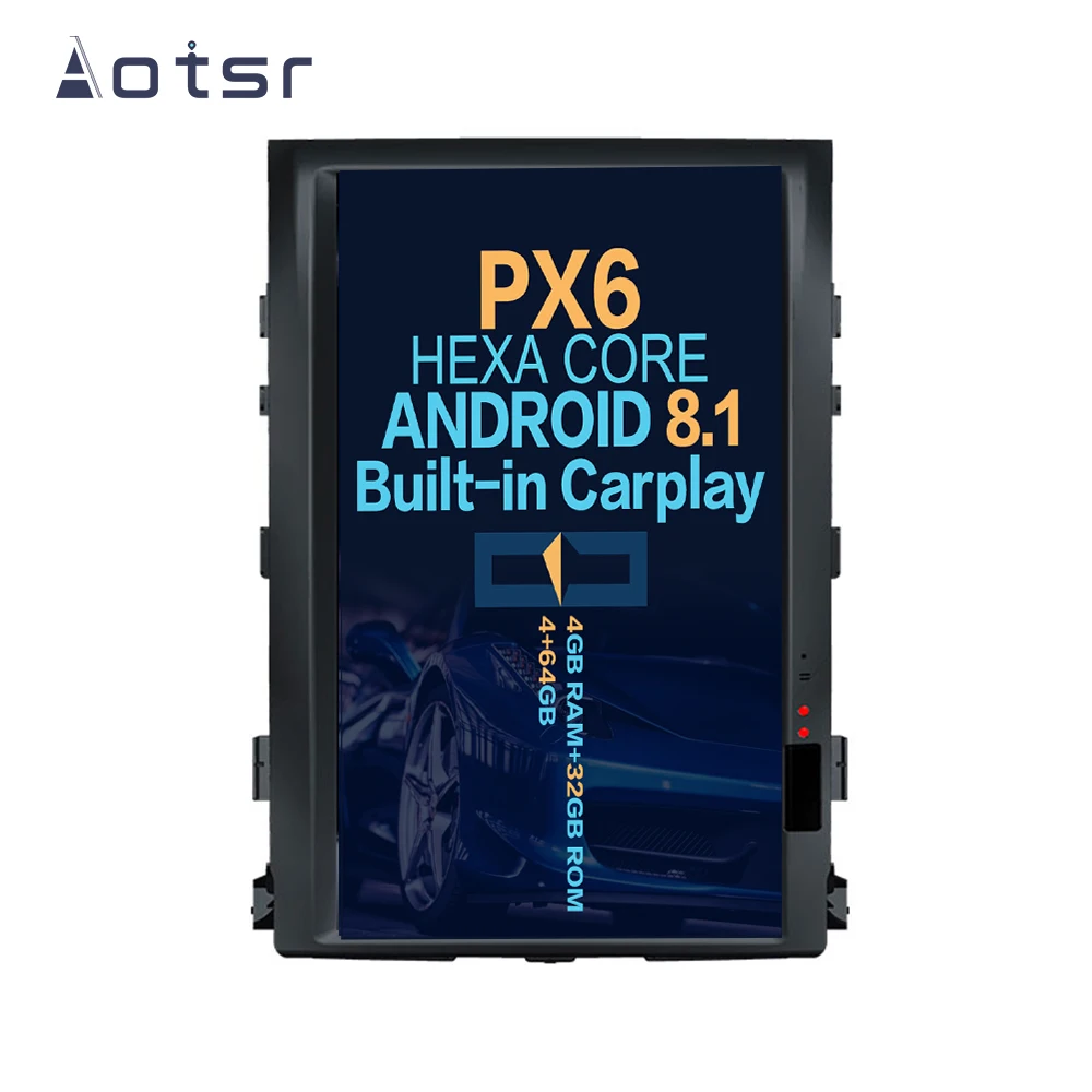 Автомобильный мультимедийный DVD плеер Aotsr Tesla с вертикальным экраном 16 дюймов Android