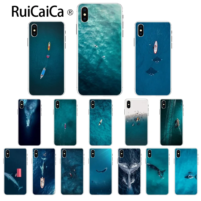 Ruicaica морской пейзаж КИТ Лодка на заказ фото мягкий чехол для телефона Apple iPhone 8 7 6 6S