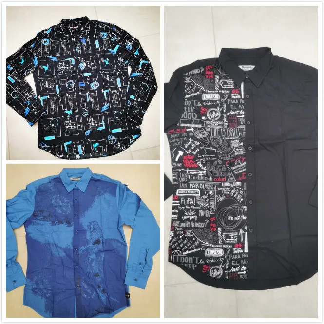 Spain Deg spring autumn new wash Vintage men's Denim Plaid Long Sleeve Shirt | Мужская одежда