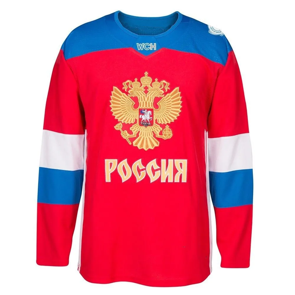 

Team Russia white red MEN'S Retro throwback Hockey Jersey Embroidery Stitched Customize any number and name