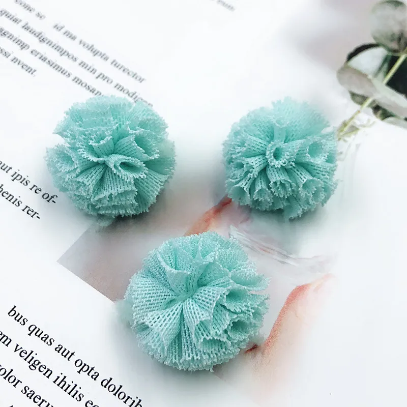 

25mm Colorful Elastic Mesh Flower Ball for Sewing on Scarf Shoes Hats Fur DIY Headwear Hair Clip Bow Decor Pendants