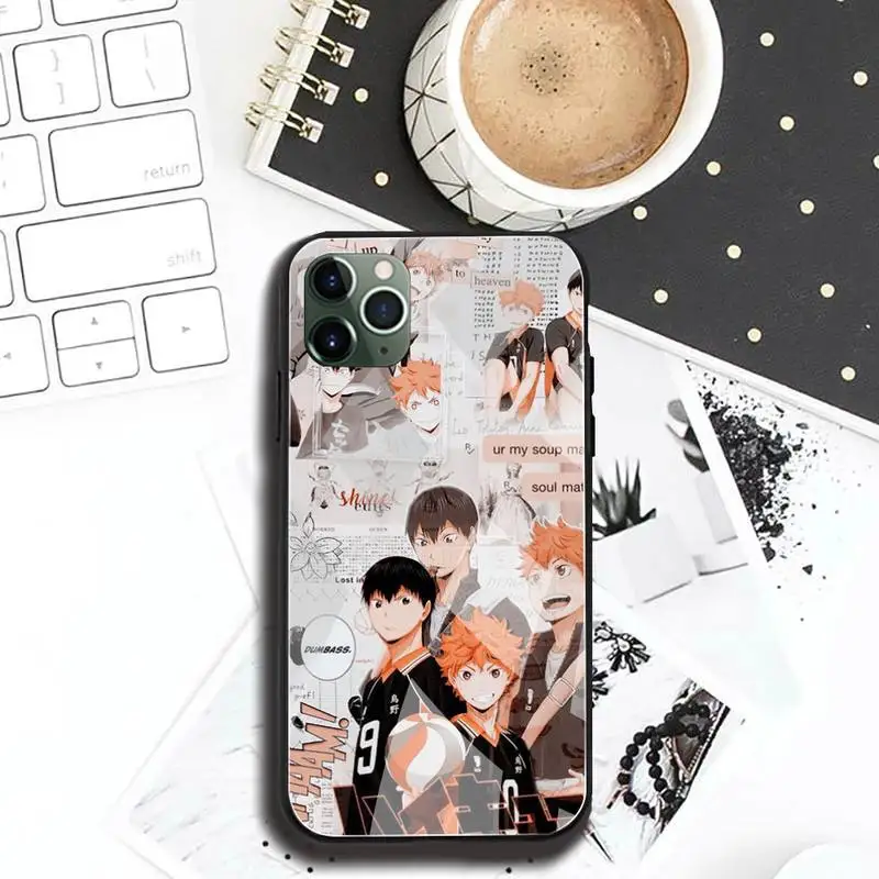 anime haikyuu hinata attacks phone case tempered glass for iphone 12 pro max mini 11 pro xr xs max 8 x 7 6s 6 plus se 2020 cover free global shipping