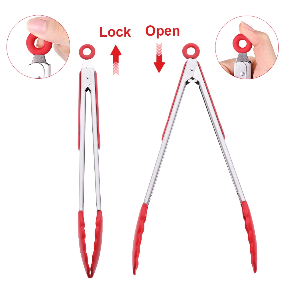 Силиконовые щипцы для барбекю гриля сервировки салата хлеба антипригарные