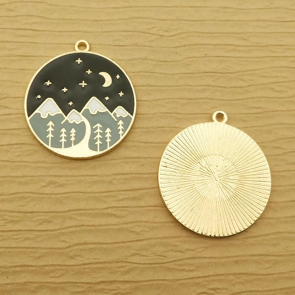 

10pcs 25x30mm enamel moon night charm for jewelry making fashion earring pendant bracelet charm necklace charms diy finding