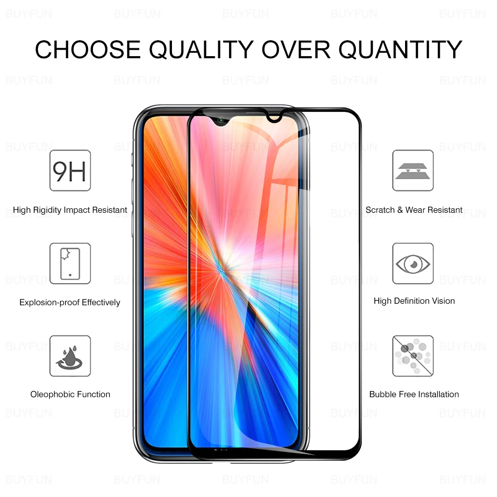 Черное закаленное стекло для Xiaomi Redmi Note 8 8T 7 7S Pro 2021 3 шт. защитная пленка сотового