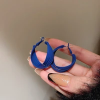 2021 new arrival trendy circle geometric c shaped hoop earrings for women girls korean klein blue hanging earrings party jewelry