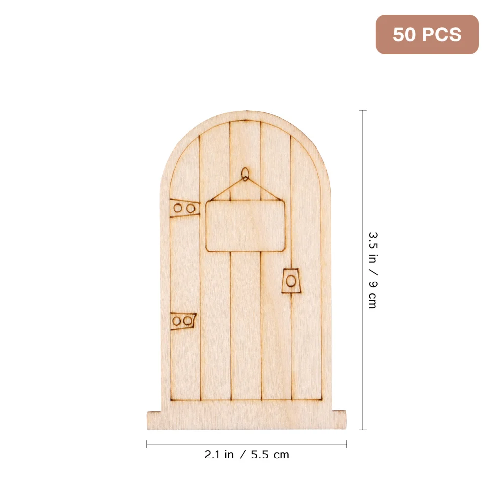 

Garneck 50pcs Unpainted Fairy Doors Wooden Pieces Miniature DIY Craft Embellishments for Arts and Craft Projects