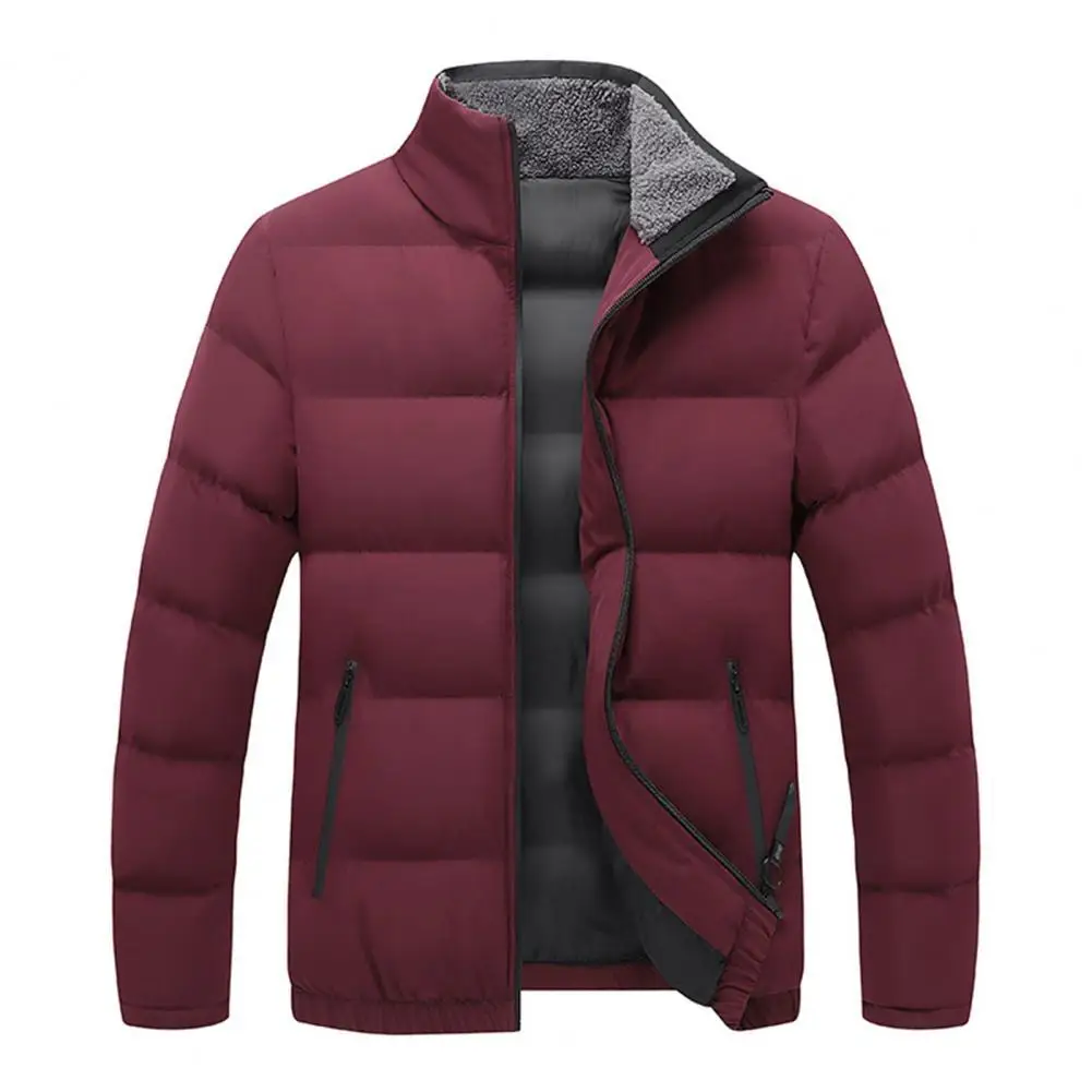 

Anti-wrinkle Men Coat Widely Use Polyester Warm Solid Zipper Men Jacket for Winter