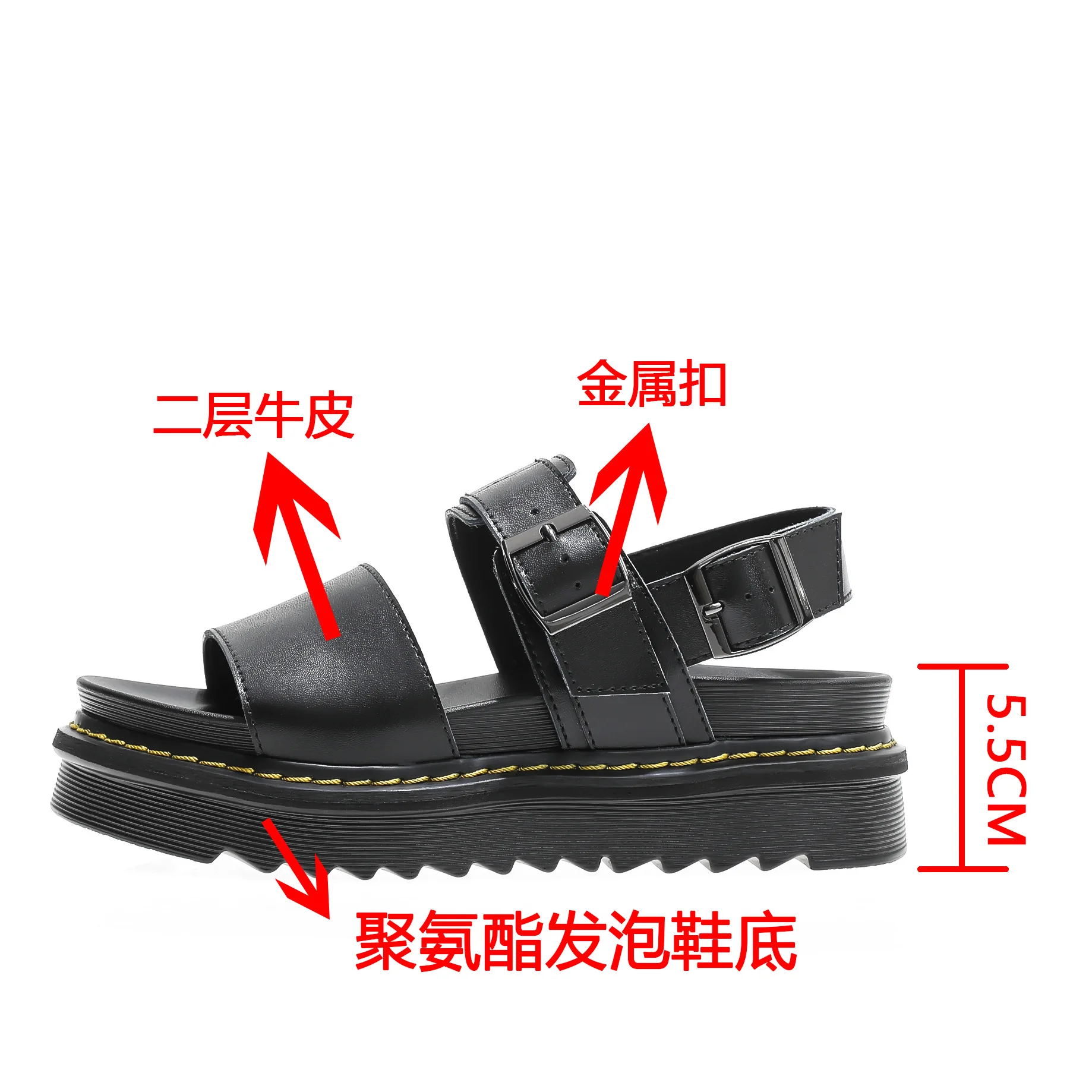 

Genuine Leather Casual Sandals Women New Black Casual Shoes Retro Fashion Roman Platform Sandals Women Outdoor Sandals