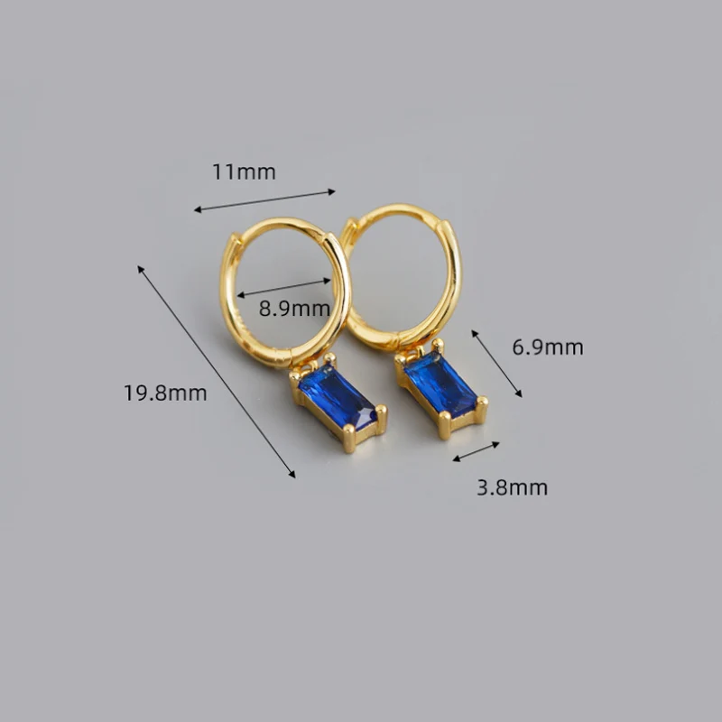 

JShine Real S925 Sterling Silver INS Rectangular Zircon Earrings Simple Geometric CZ Small Hoop Earrings Women Fine Accessories