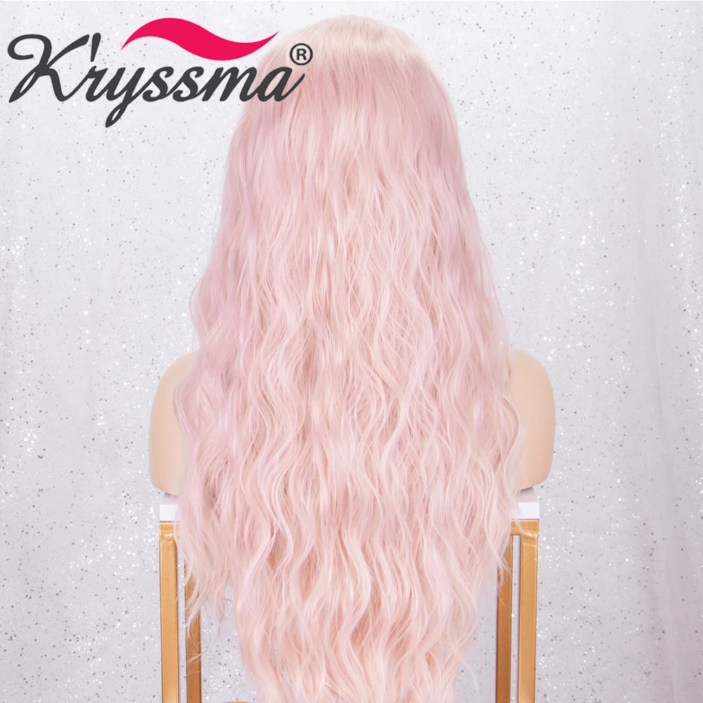 Kryssma 13x3 кружева свободная волна розовый парик Длинные Синтетические парики на кружеве для черных женщин косплей парик кружева спереди Термостойкое волокно