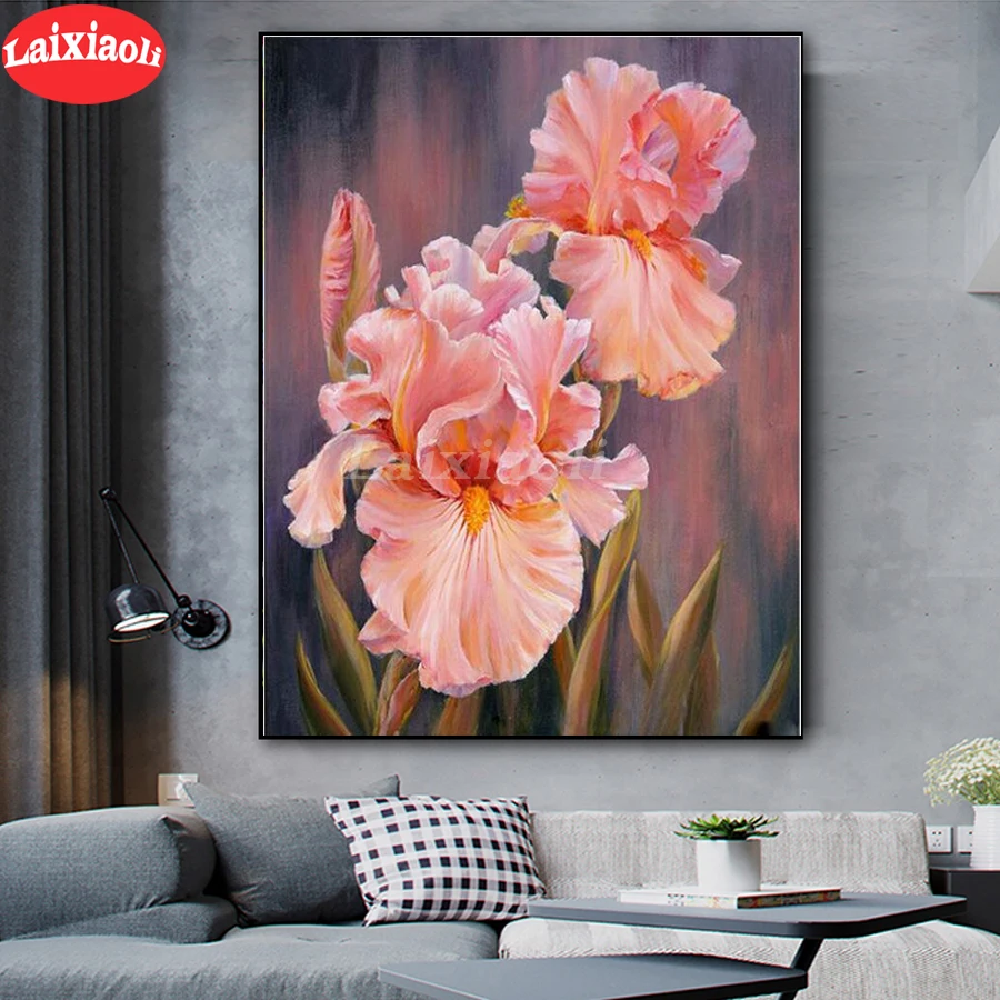 

Домашнее искусство, алмазная живопись, цветок радужной оболочки 5d, алмазная вышивка, квадратная круглая Алмазная мозаика, стразы, розовое и...