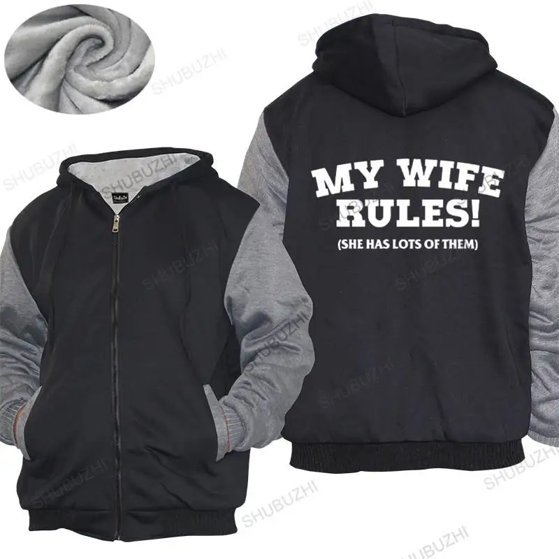 

Mens luxury cotton hoodies MY WIFE RULES PRINTED MENS hoodies GIFT FOR HUSBAND NOVELTY HUMOUR Loose tops for him jacket
