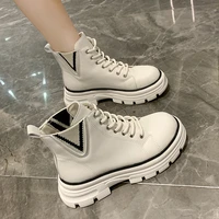 2021 autumn boots new style women casual shoes platform sneakers pu leather shoes woman high top white shoes tenis feminino