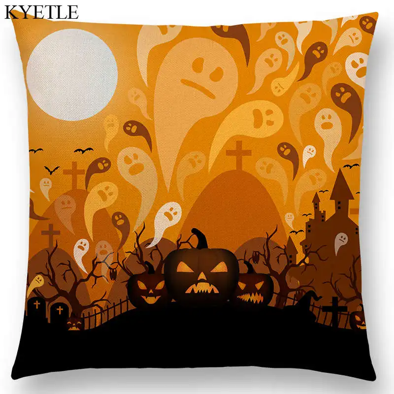 Новинка чехол для диванной подушки на Хэллоуин страшная Ночь Луна череп ведьма