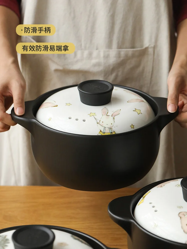 

Japanese Ceramic Stock Pots Heat Resistant Food Warmer Gas Cooker with Cover Stock Pots Ollas De Cocina Kitchen Cookware DB60DG