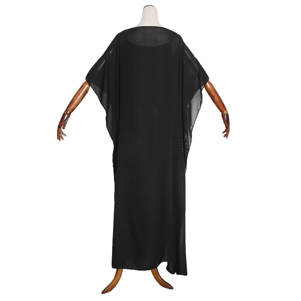 

African Chiffon Sequin Dress summer Afrikanische Kleider robe Women's Clothing round neck loose Afrika Kleidung Lange Kleid