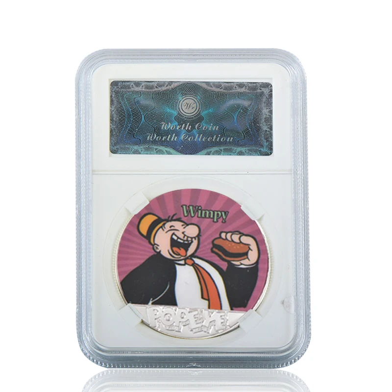 coin with case 4 WR Popeye Посеребренная металлическая копия монет мультяшный персонаж копия монеты коллекционные вещи Россия Подарки на день рождения сувениры - Цвет: coin with case 4