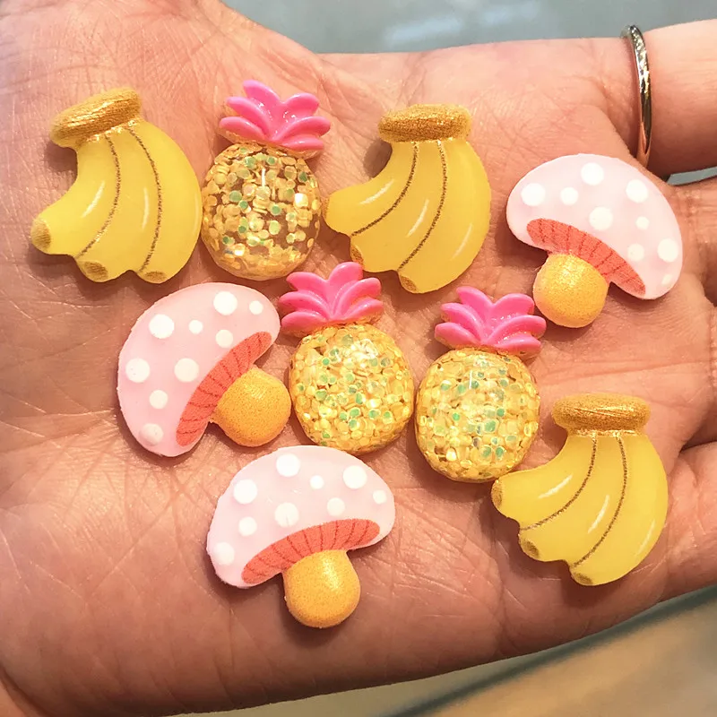 9 шт./компл. Блестящий ананас Смола плоская задняя часть фрукты киви арбуз вишня