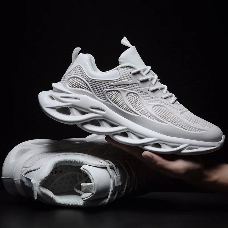 

Men Running Shoes Breathable Male Sneakers Height Increase Walking Gym Shoes Lightweight Black White Casual Shoes Plus Size39-48