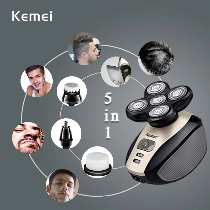 Электробритва Kemei Мужская бритва 5 в 1 многофункциональная перезаряжаемый