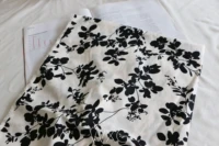 black splash ink flower branch cotton print summer shirt dress clothing fabrics cloth diy