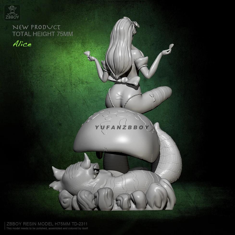 

75mm Resin Model kits Alice and the Magic Cat Resin Figure Self-assembled TD-2311